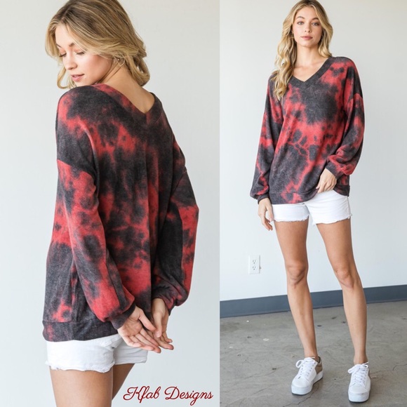 ❤️LAST ONE!! V Neck Puff Sleeve Super Soft Tie Dye Top! - Picture 7 of 7